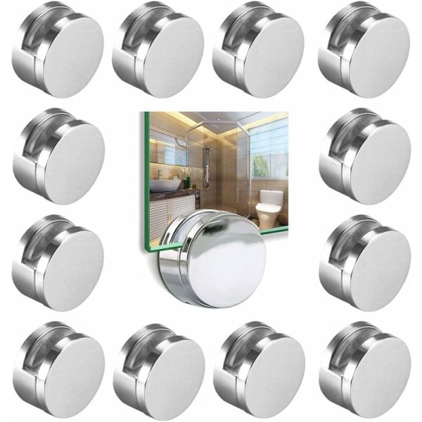 12 Pcs Round Mirror Clamps, Mirror Clips Glass Clamp Clamp Holder Zinc Alloy Fixing Mirror Holder for 4-7mm Thick Glass KLB