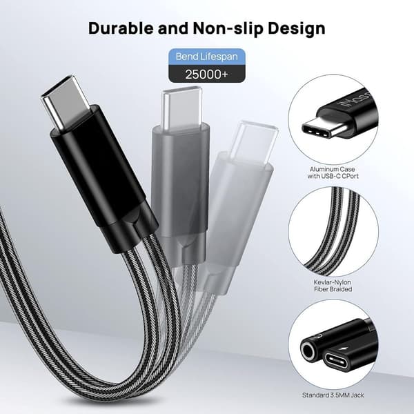 1 typ-C-kabel med USB-C PD 3.0 laddningsport, snabb