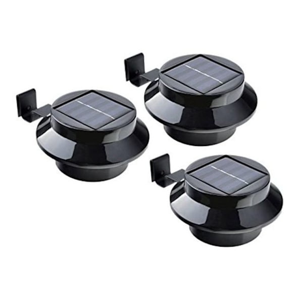 Sæt med 3 LED-solcelle tagrenderlys i robust plast med dagslyssensor til automatisk tænd/sluk