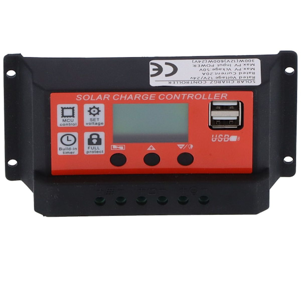 20A 12V 24V PWM aurinkokontrolleri älykäs LCD-lataus KLB