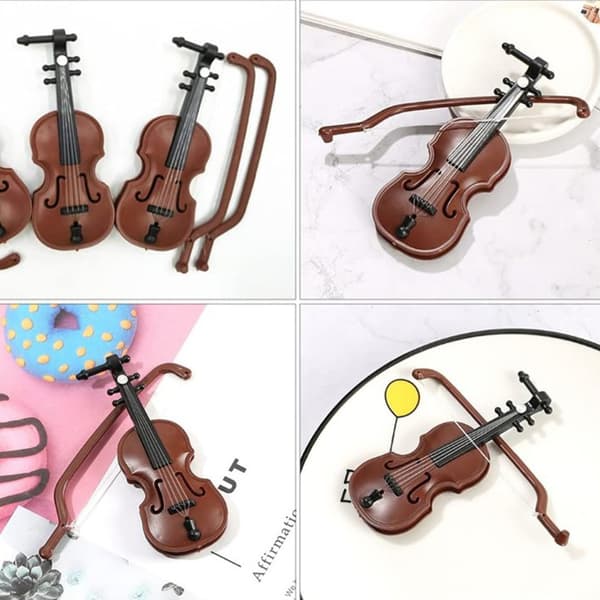 1 stycke träimitation violin dekorativa prydnadsföremål