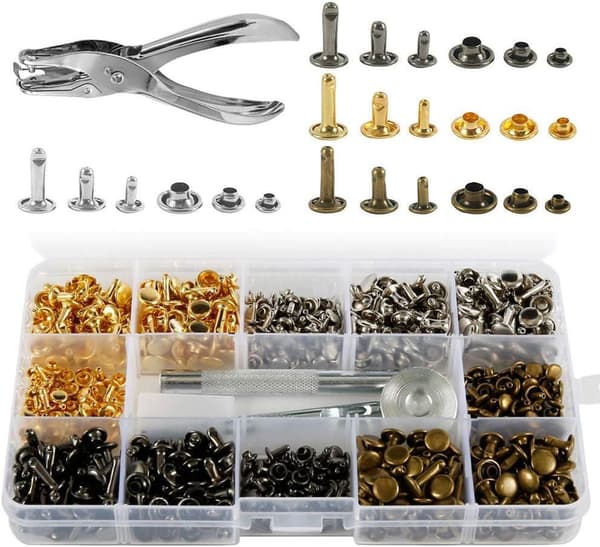 360 stycken kapselnit, 4 färger metallnit set fixering