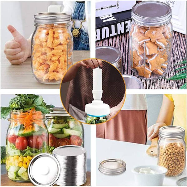 Vakuumkrukkeforsegler Krukkeforsegler med slangetilbehør og manuel vakuumpumpe Mason Jars Vakuumforsegler Madopbevaring KLB