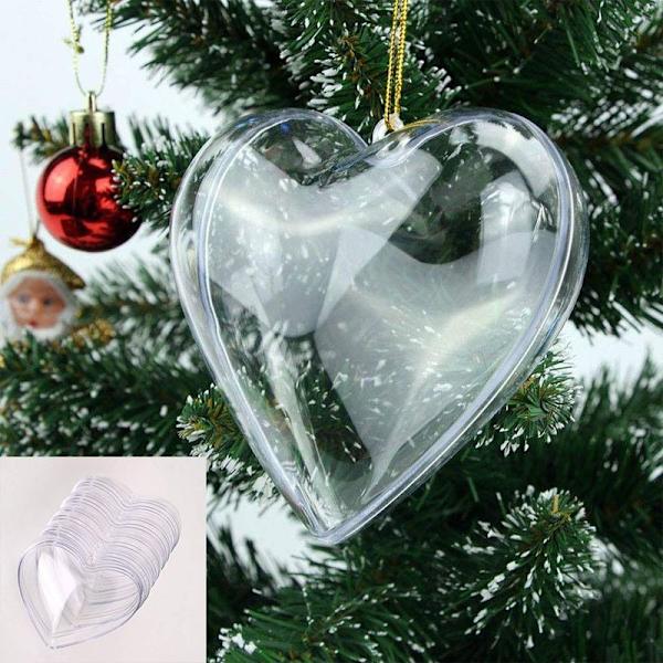 10 stk. 3,94 tommer gennemsigtige, genopfyldelige julekugler i plast til gør-det-selv-pynt