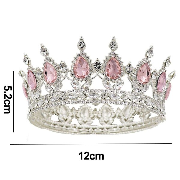 Födelsedag Tiara Crown Topper, Vacker Rosa Kristall Metallkrona