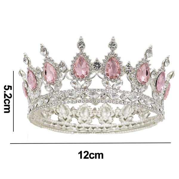 Fødselsdag Tiara Crown Topper, Smuk Pink Crystal Metal Crown