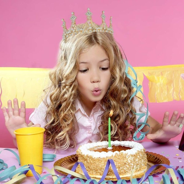 Kristalliprinsessakruunu tytöille, kultaiset tiaarat lasten syntymäpäiville strassikivillä KLB