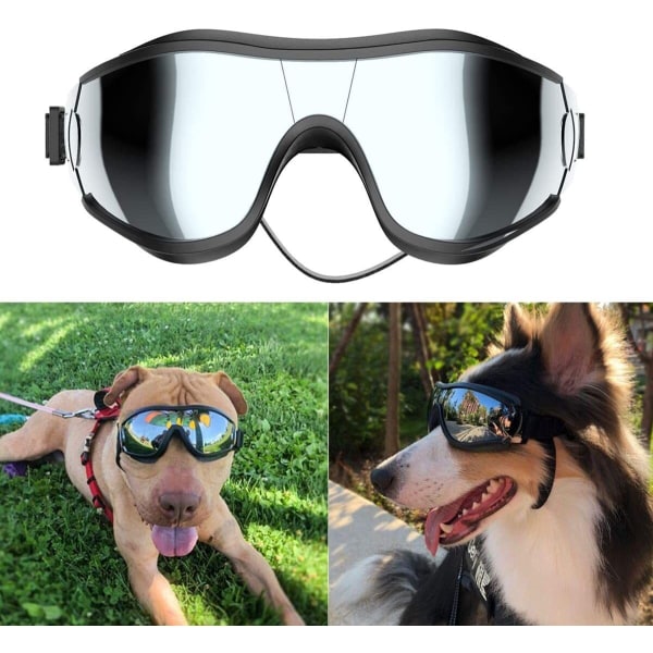 Et sort stel Blå film Hundesolbriller Hundebeskyttelsesbriller,UV-beskyttelse Vindbeskyttelse Støvbeskyttelse Tågebeskyttelse Lunett