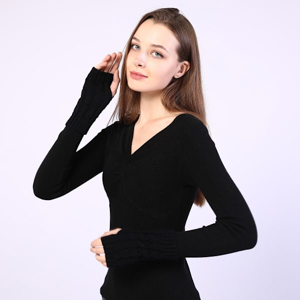 Pairs Womens Vinter Arm Varmer Varme Fingerless Handsker Hånd Hækle Kombination 1 KLB