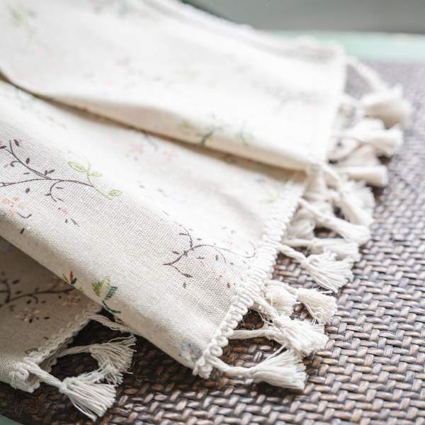 Boho ugjennomsiktige gardiner, beige bomullslin macrame gardiner med KLB