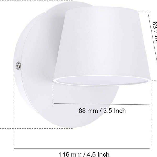 Moderne LED væglampe læsevæglampe 350° roterende LED væglampe i KLB