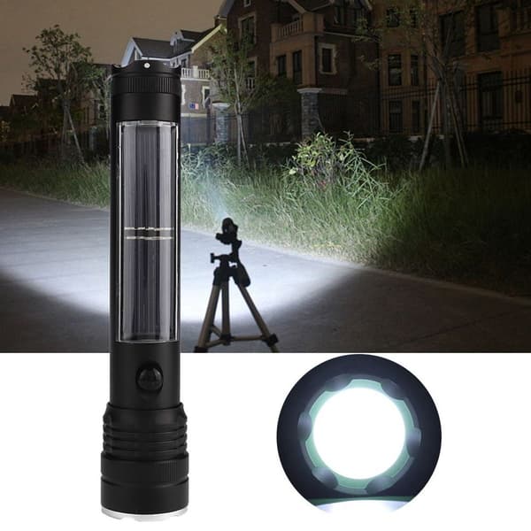 Aurinkokäyttöinen LED-taskulamppu, erittäin kirkas vedenpitävä taskulamppu KLB