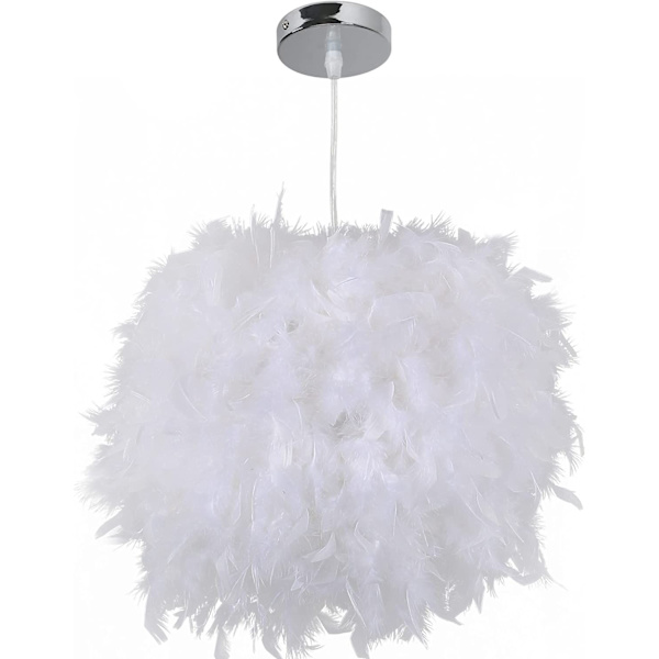 Krona Ljuskrona Hängande lampa i vit fjäderdesign sfärform E27 40W för sovrumsdekoration Barn,s present