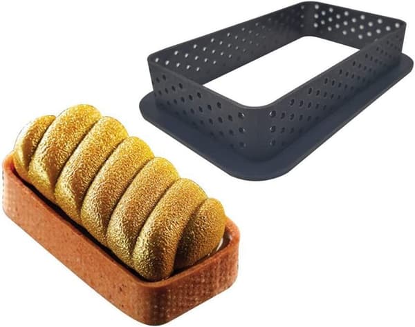 8 stk Perforerte Kakeformer Kutter Rund Form Mousse Sirkel Ring Tart Dekorasjon (Rektangel)