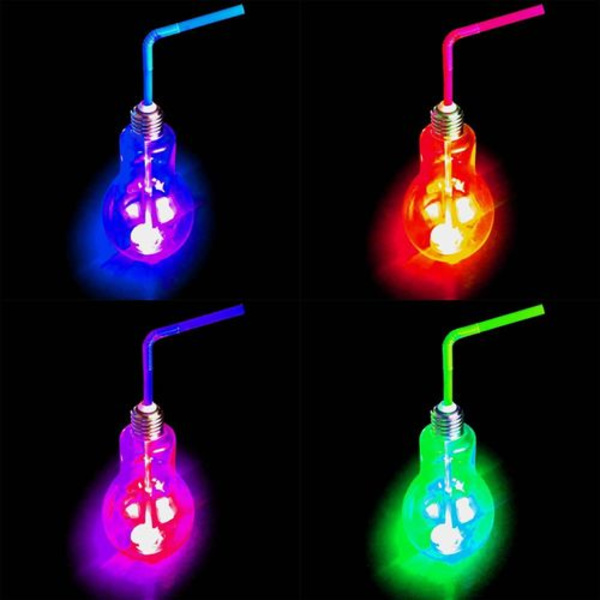 Eaxus 4 LED RGB-juhlalasiset, joissa kansi ja pilli, 400 ml