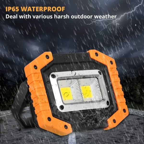 LED arbeidslys med batteri, 2 sett, oppladbart arbeidslys med batteri 30 W, 2000 lm