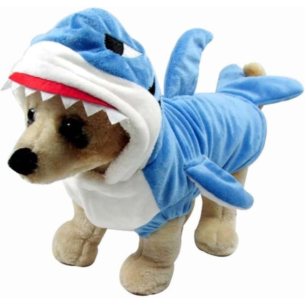 Rolig Hund Katt Haj Kostymer,S, Jul Husdjur Cosplay Klänning, Bedårande Blue Shark Pet Dräkt, Fleece Huvtröja för Husdjur Kläder Cha