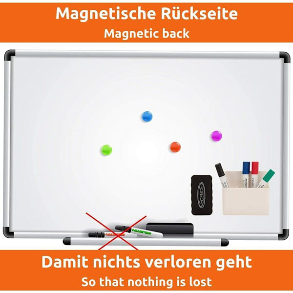 Magnetisk pennhållare, whiteboard-pennhållare, bestående av 2 fack med whiteboard