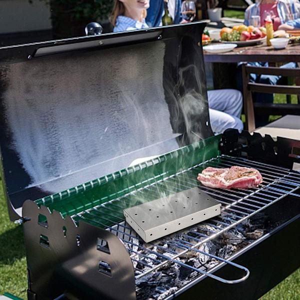 Premium Grill Smoker Box för Träflis, Heavy Duty BBQ Stove Smoker Box, Tjock