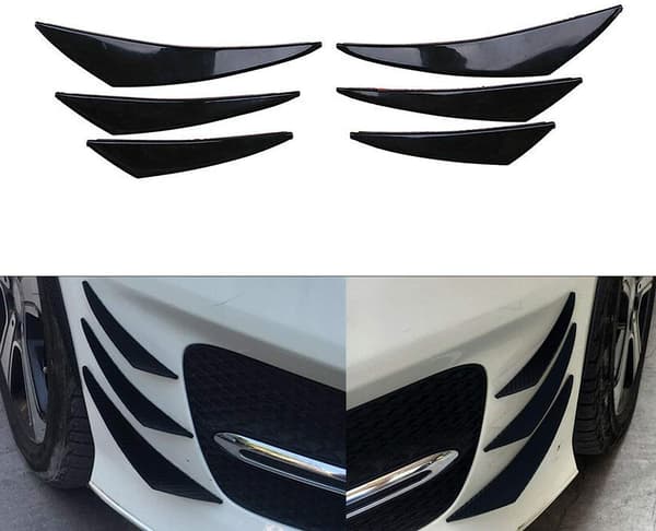 6 stk. universelle karbonfiber PP bilfrontfanger spoilerfinner.