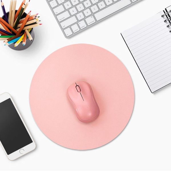 Rund solid farve vandtæt læder laptop musemåtte i sød pink