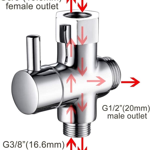 3-vägsventil solid mässing 3/8\"-12/17 T-adapter avledningsventil för toalett,ve