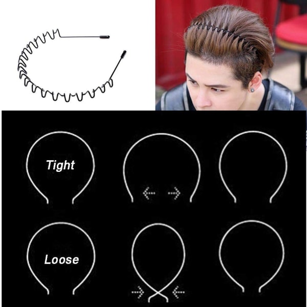 Metall Hodebånd 2 Pakke Mote Unisex Svart Fjær Bølgebånd KLB