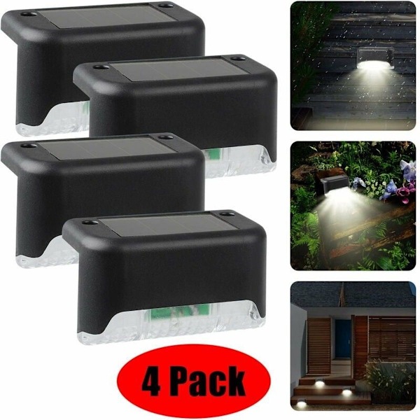 4-pack solcellslampor för utomhusbruk, LED-solcellslampor för trappsteg,