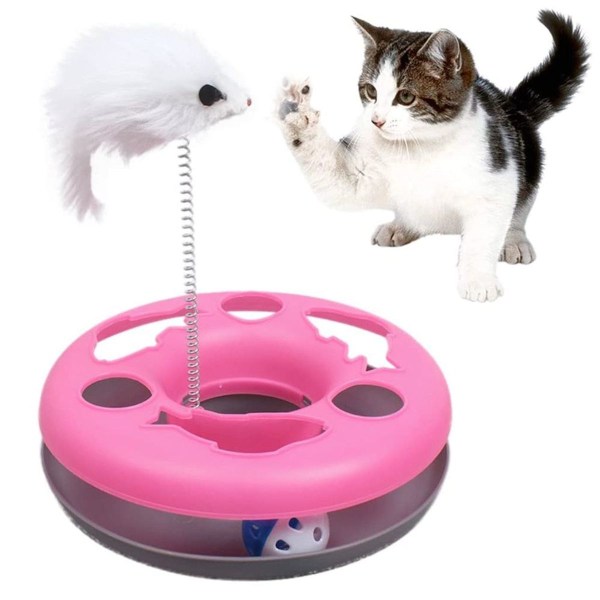 Kissalelu hiirellä, marmorinen juoksu, pallo kellolla, vaaleanpunainen KLB