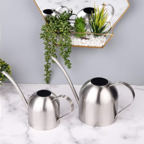 Børstet rustfritt stål vannkanne moderne stil, liten størrelse for planter