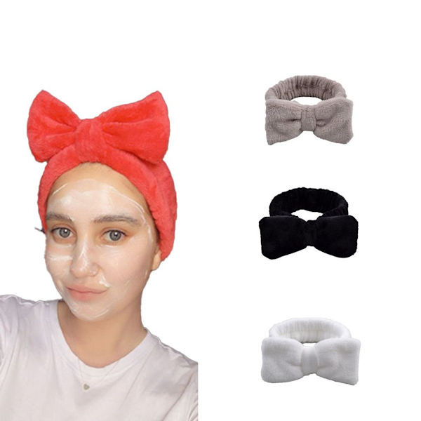 Hårband set om 3, kosmetiskt hårband för kvinnor, rosett hårband, korall makeup KLB