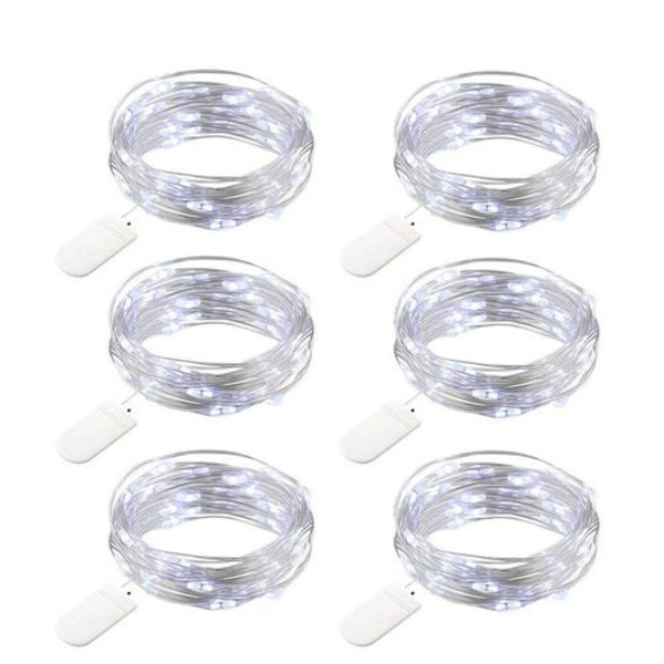 LED-elflyktor med batteridrift, koppartråd, 1,2M, 24 LED-lampor