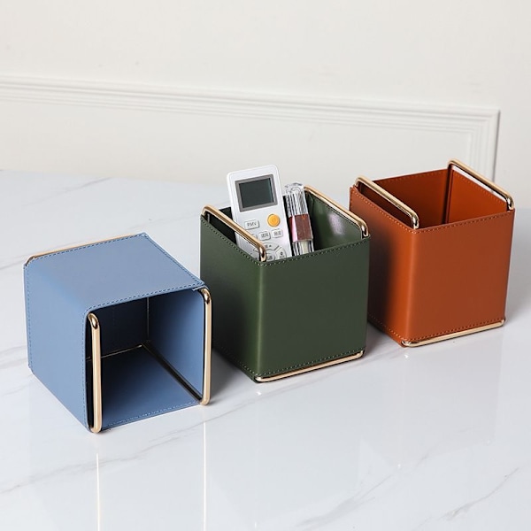 Lærpennholder, pennkopp og arrangør for Essential Brown