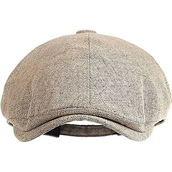 Platta kepsar för män, Vintage basker bomullskeps för kvinnor, Irländska Peaky Newsboy-hattar, Justerbar platt keps (Khaki-färg)