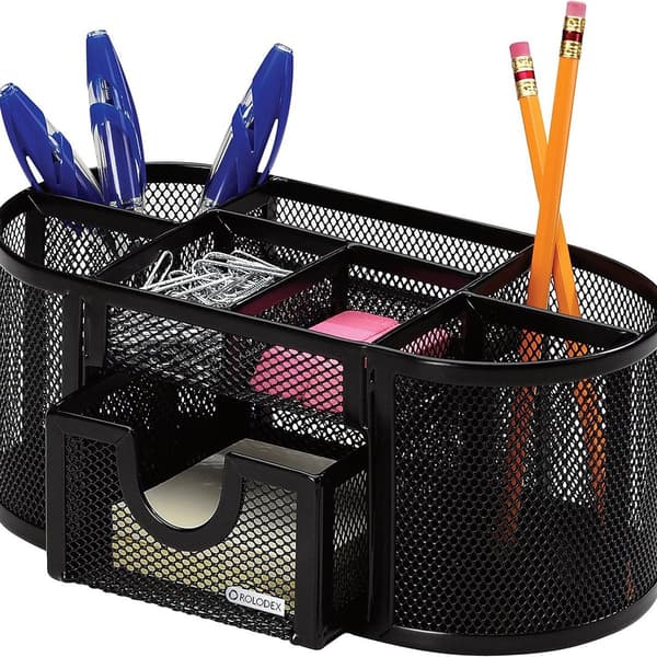 Mesh blyantkoppholder, fire rom, stål, 8,7\"x KLB