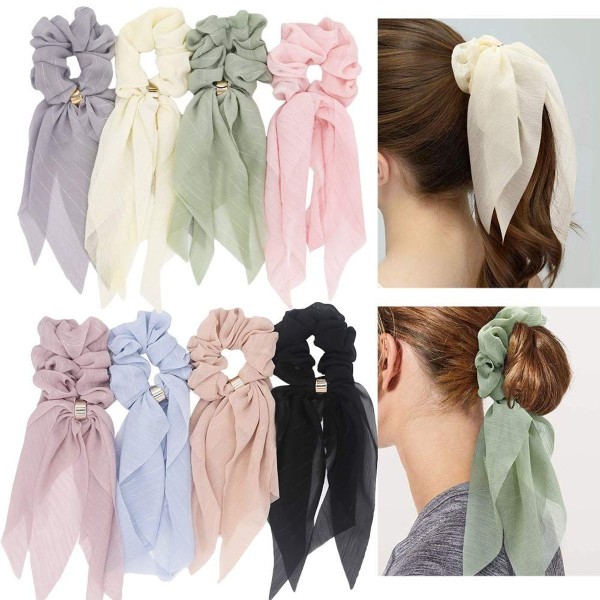 Eleganta halsdukar för kvinnor och flickor, 8 stycken dubbla lager hårslipsar med KLB