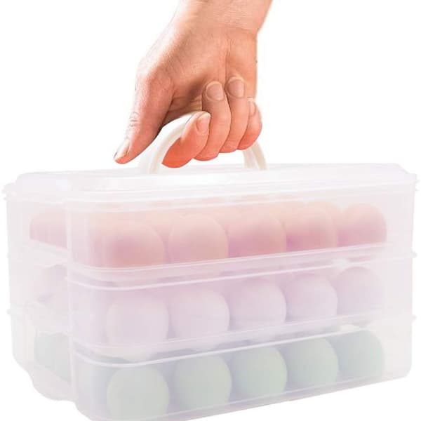 Egg holder, 3-lags egg brett med lokk, egg bæretaske, dispenser KLB