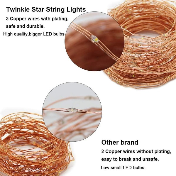 100 LED 32.8ft Fairy Copper String Lights USB Powered KLB