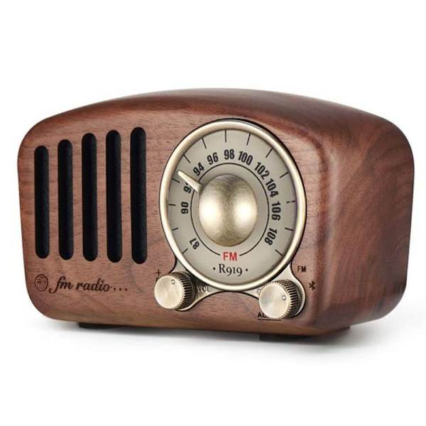 Retro radio med Bluetooth-högtalare, Aooeou radio vintage liten valnötsträ