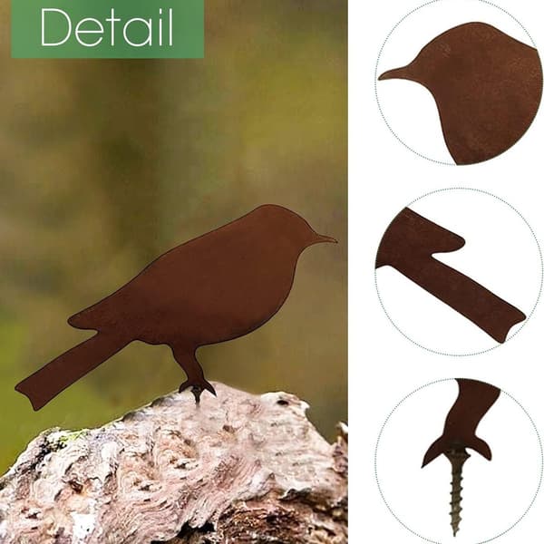 Rusty Birds with Screw Garden Bird Silhouette KLB