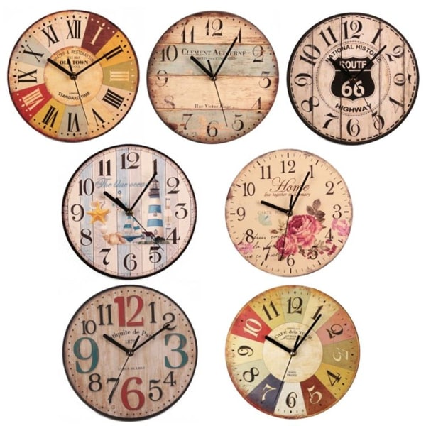 Decorative Retro Wooden Wall Clock (Style Seven)