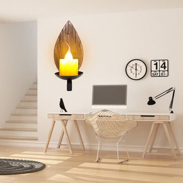 220V E14 Marmor Trævæglampe Retro Stil Vægsklampe KLB