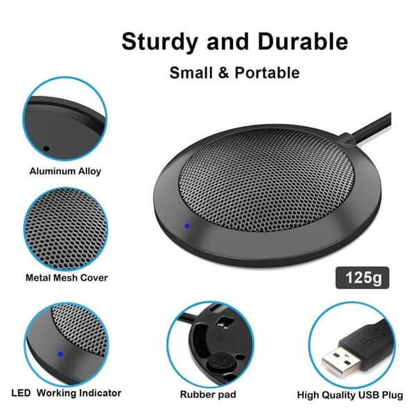 USB-mikrofon, 360° roterande stereosystem, lämplig för KLB