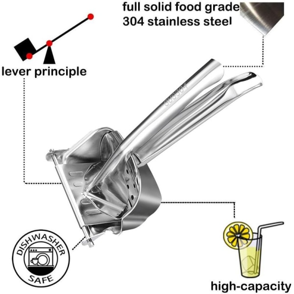 Sitronpresse i rustfritt stål, sitruspresse, håndpresse, tung