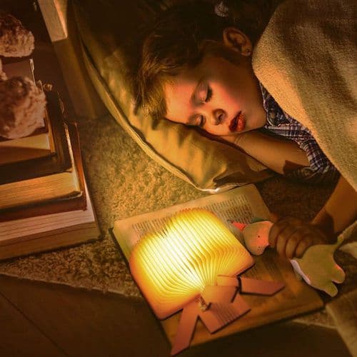 Træfoldbar Boglampe, R-Formet LED Boglys, USB Genopladelig