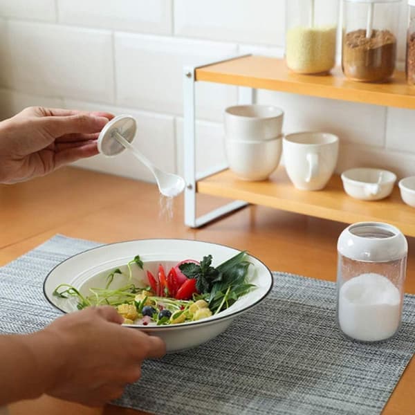 2-pack kryddburkar, vit transparent kryddställ, kryddburk med KLB