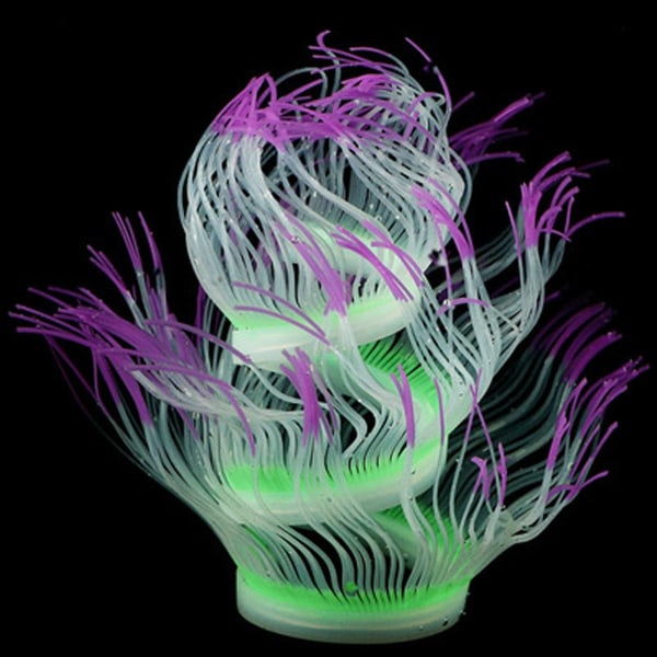 Fri form Hav Anemone Koraller Blød Silikone Gel Bevæger Lilla KLB