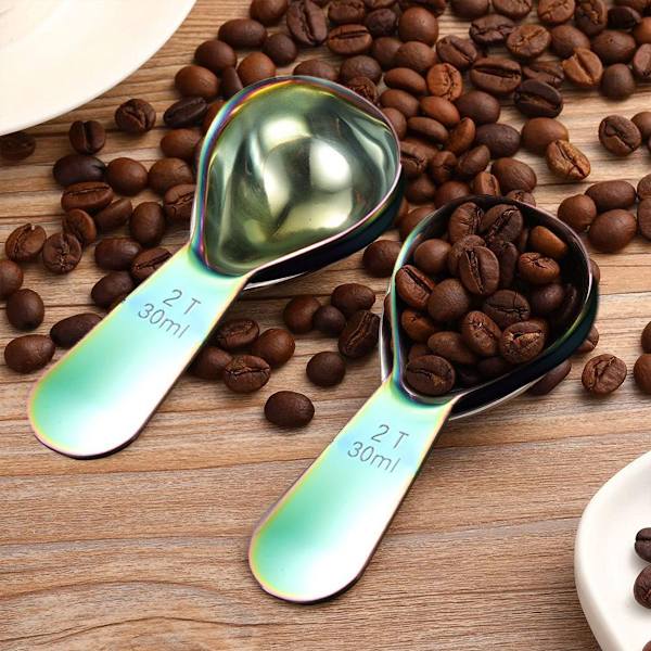 Rustfritt stål kaffeskje, kort håndtak, magisk farge KLB