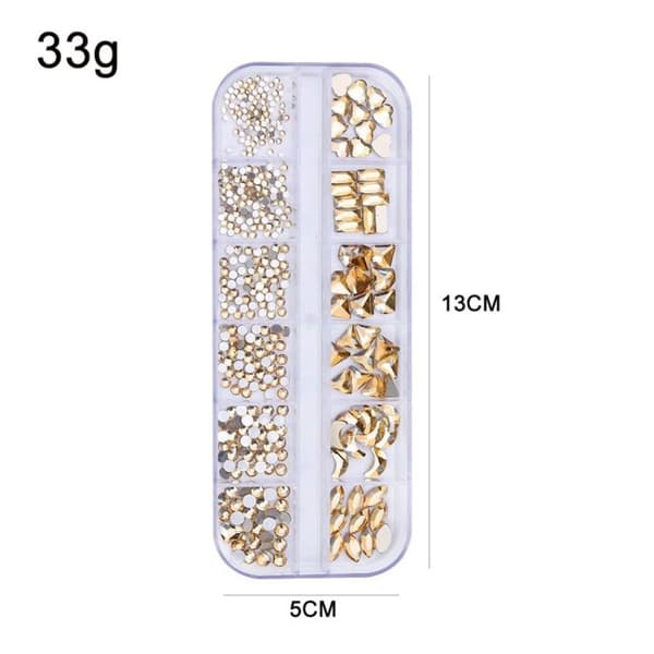 12-Grid Flat Shaped Manicure Rhinestone Nail Decoration-11