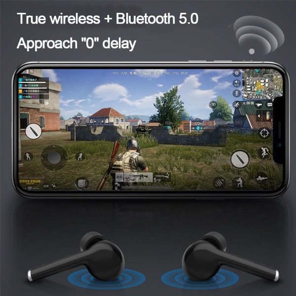 Bluetooth 5.0 in-ear-hodetelefoner med ladeboks, støydempende hvite
